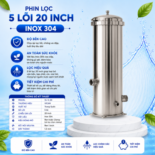 phin lọc inox 5 lõi